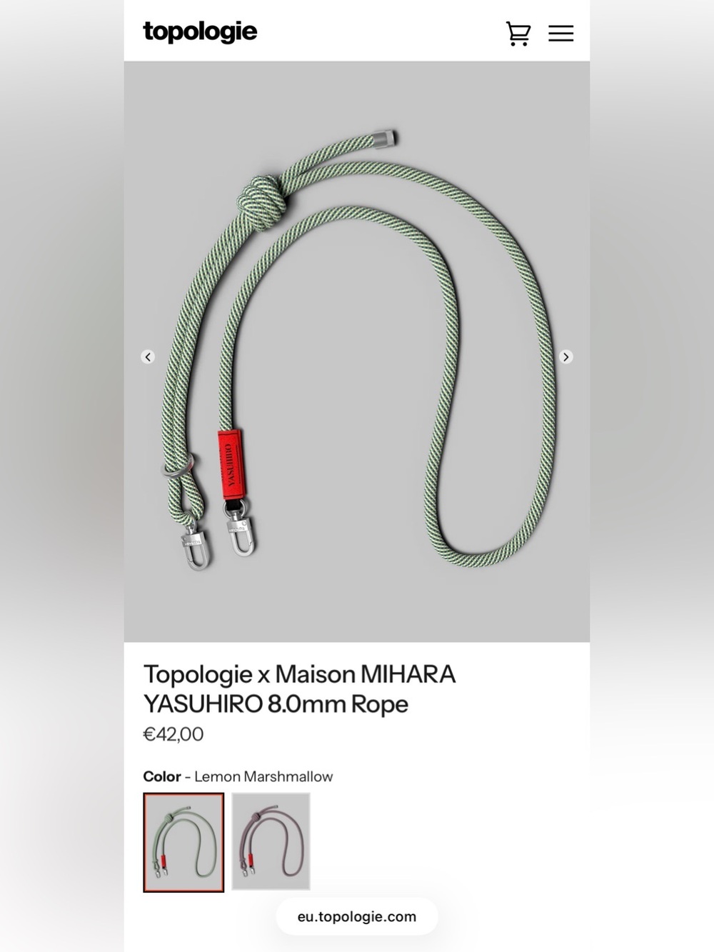 Topology x Maison MIHARA YASUHIRO 8.0mm Rope - Lemon Marshmallow